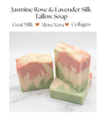 Jasmine Rose & Lavender Silk Tallow Soap with Aloe Vera & Collagen