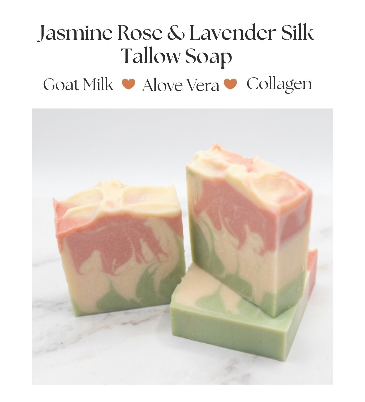 Jasmine Rose & Lavender Silk Tallow Soap with Aloe Vera & Collagen